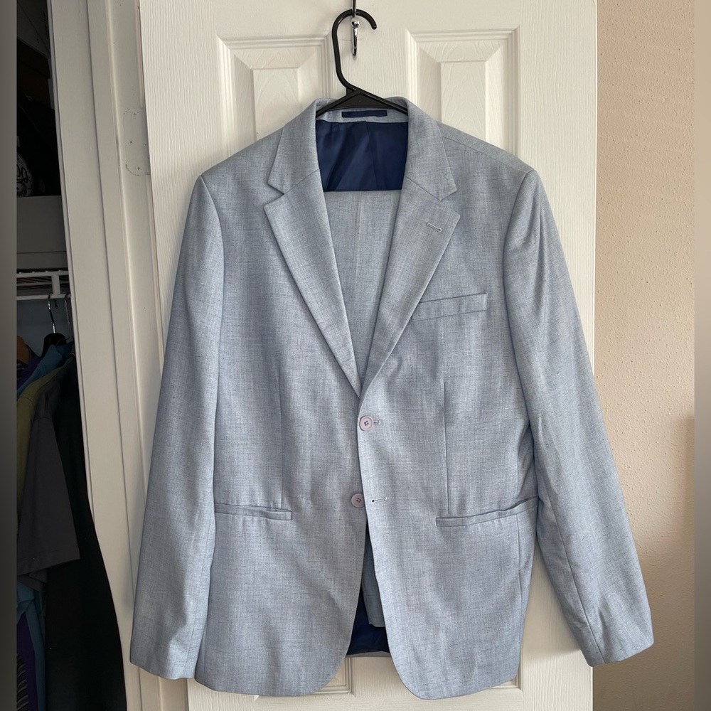 Cropped-legged Baby Blue Suit